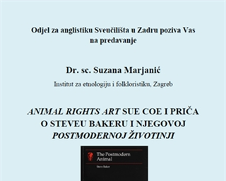 Poziv na predavanje 'Animal rights art Sue Coe i priča o Steveu Bakeru i njegovoj Postmodernoj životinji'